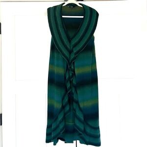 137. SIONI Sleeveless Waterfall Front Ruffle Duster